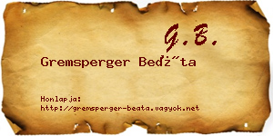 Gremsperger Beáta névjegykártya